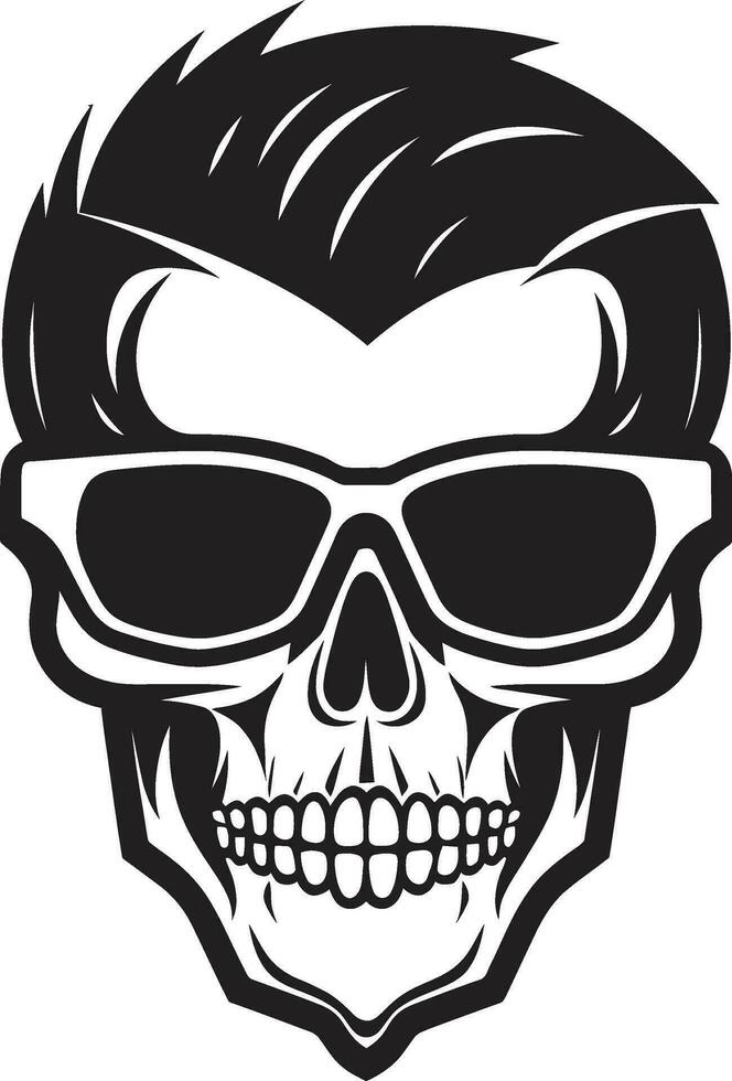 Cool Revolution Funky Vector Skull Artistry Slick Gravitas Black Skullhead in Monochrome