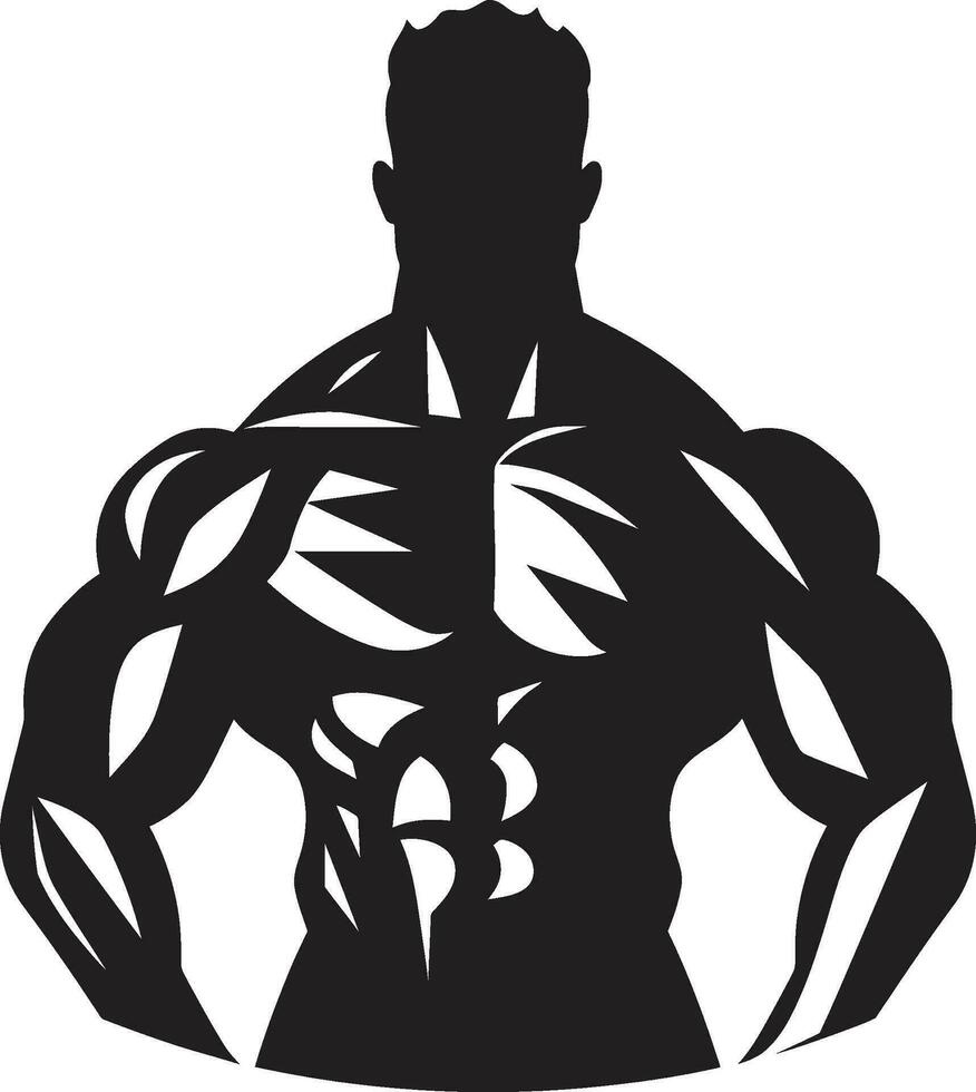 Strength in Shadows Bodybuilder Silhouette Black Steel Physique Vector Muscle Mastery