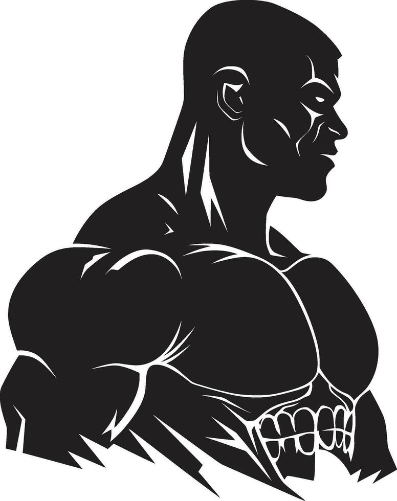 Sculpted in Ink Monochromatic Bodybuilder Majesty Nocturnal Muscle Symphony Black Vector Beauty