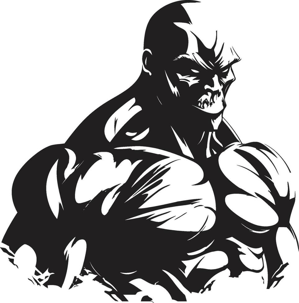 Muscle Mastery in Shadows Vector Fitness Sculpted in Ink Monochromatic Bodybuilder Majesty
