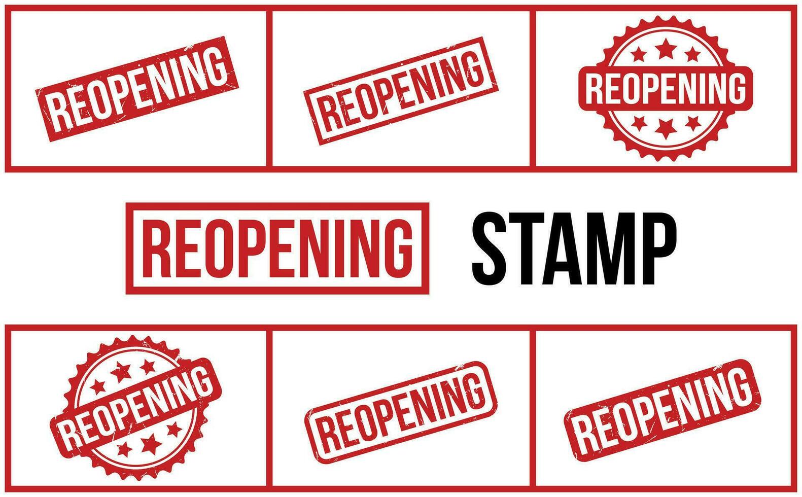 Reopening Rubber Stamp Set Vector