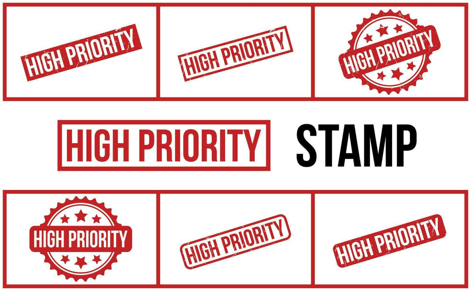 High Priority Rubber Stamp Set Vector