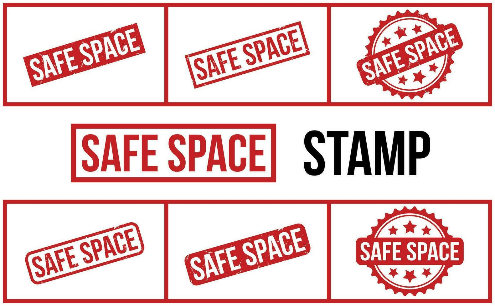 Safe Space Rubber Stamp Set Vector