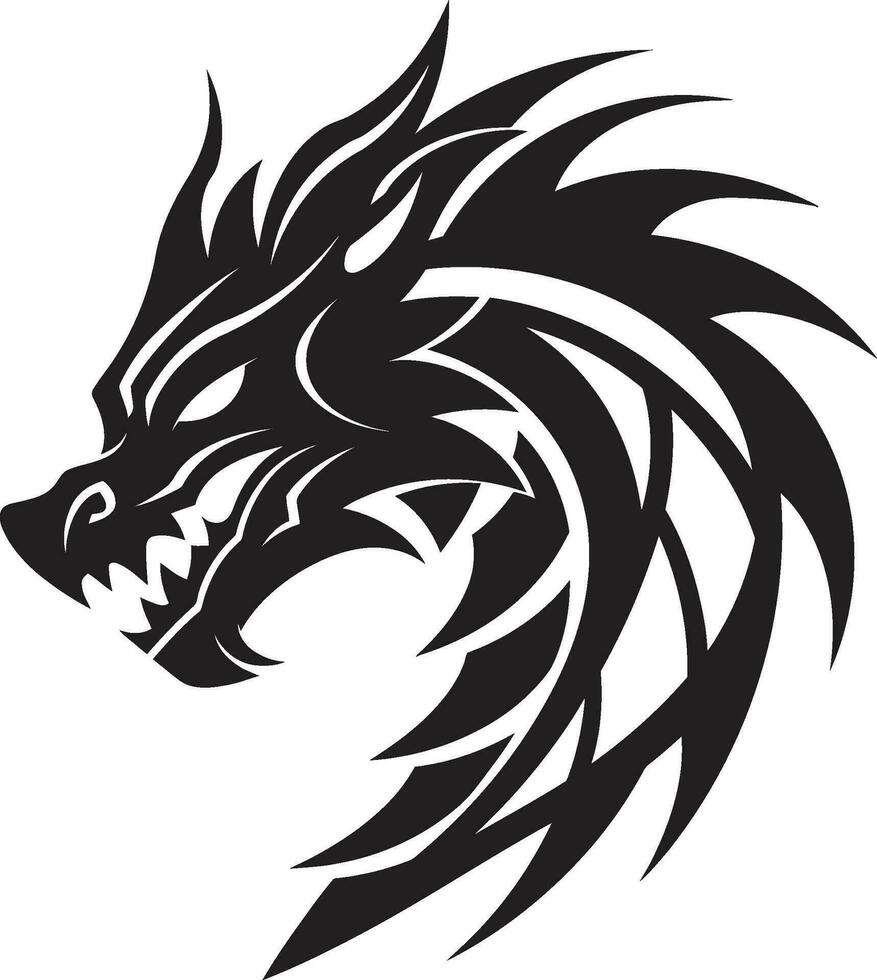 Inky Dragons Roar Black Vector Power and Grace Fierce Elegance Monochrome Dragons Fiery Design