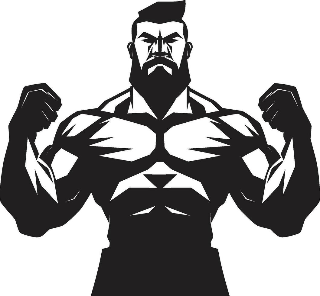 Pinnacle of Power Monochromatic Vector Tribute to Bodybuilding Dominance Muscle Marvel Black Vector Display of Flexing Excellence