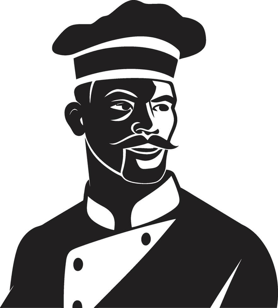 Culinary Elegance in Monochrome Chef Vector Craft Savoring the Art of Flavor Black and White Portrait