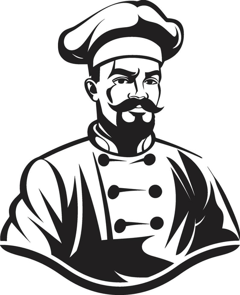 un gusto de arte monocromo cocinero ilustración culinario artesanía negro cocinero vector retrato