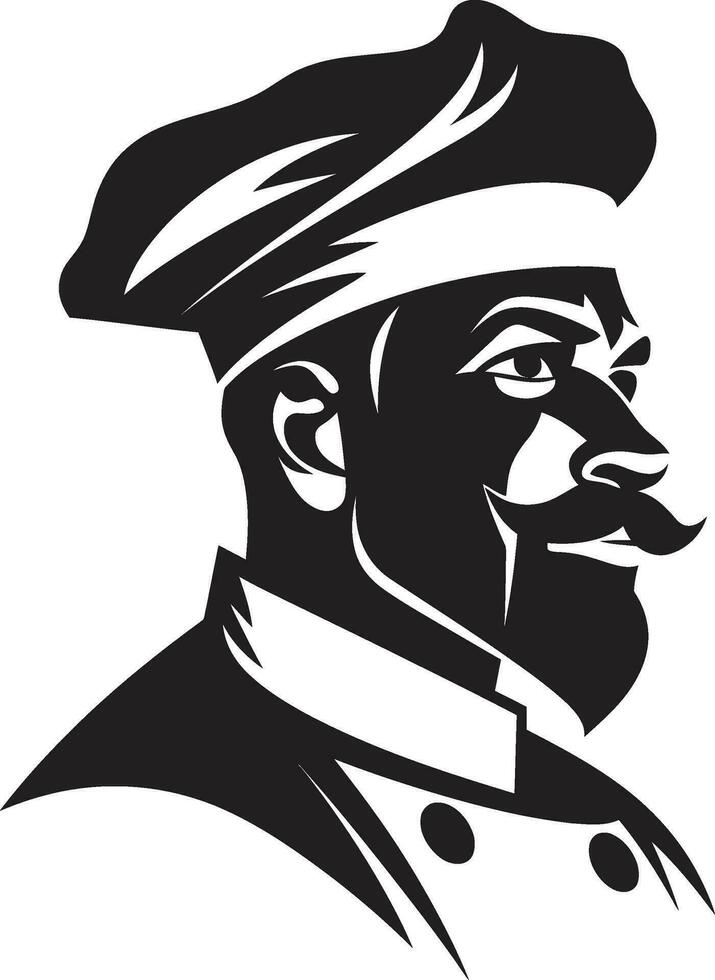 Savor the Flavors Chef Vector Mastery Gourmet in Monochrome Black Culinary Art