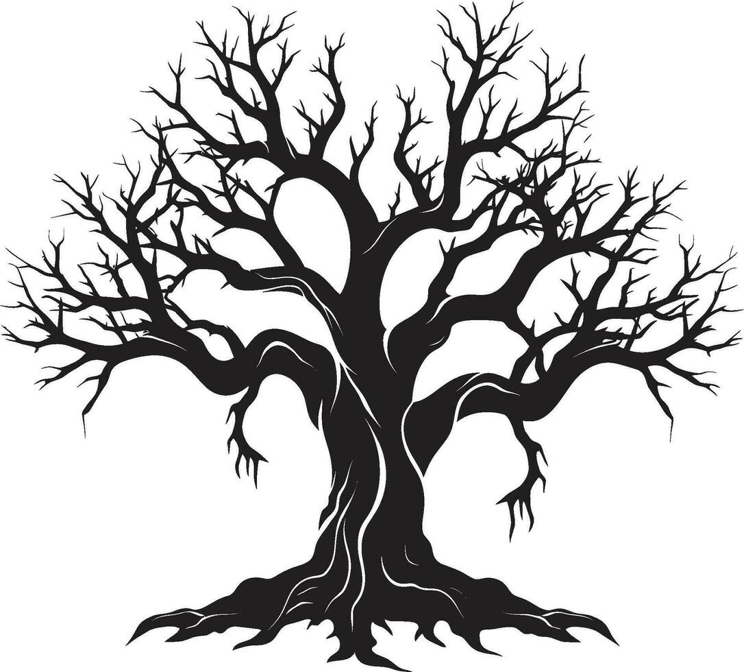 constante oscuridad monocromo arte de un muerto árbol naturalezas final un sin vida árbol en negro vector