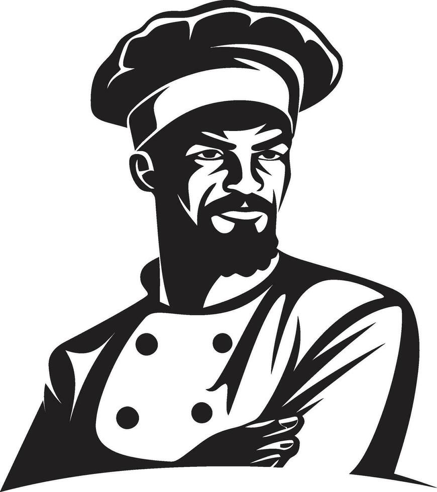 epicúreo esencia monocromo cocineros Arte el culinario arte cocinero vector en negro