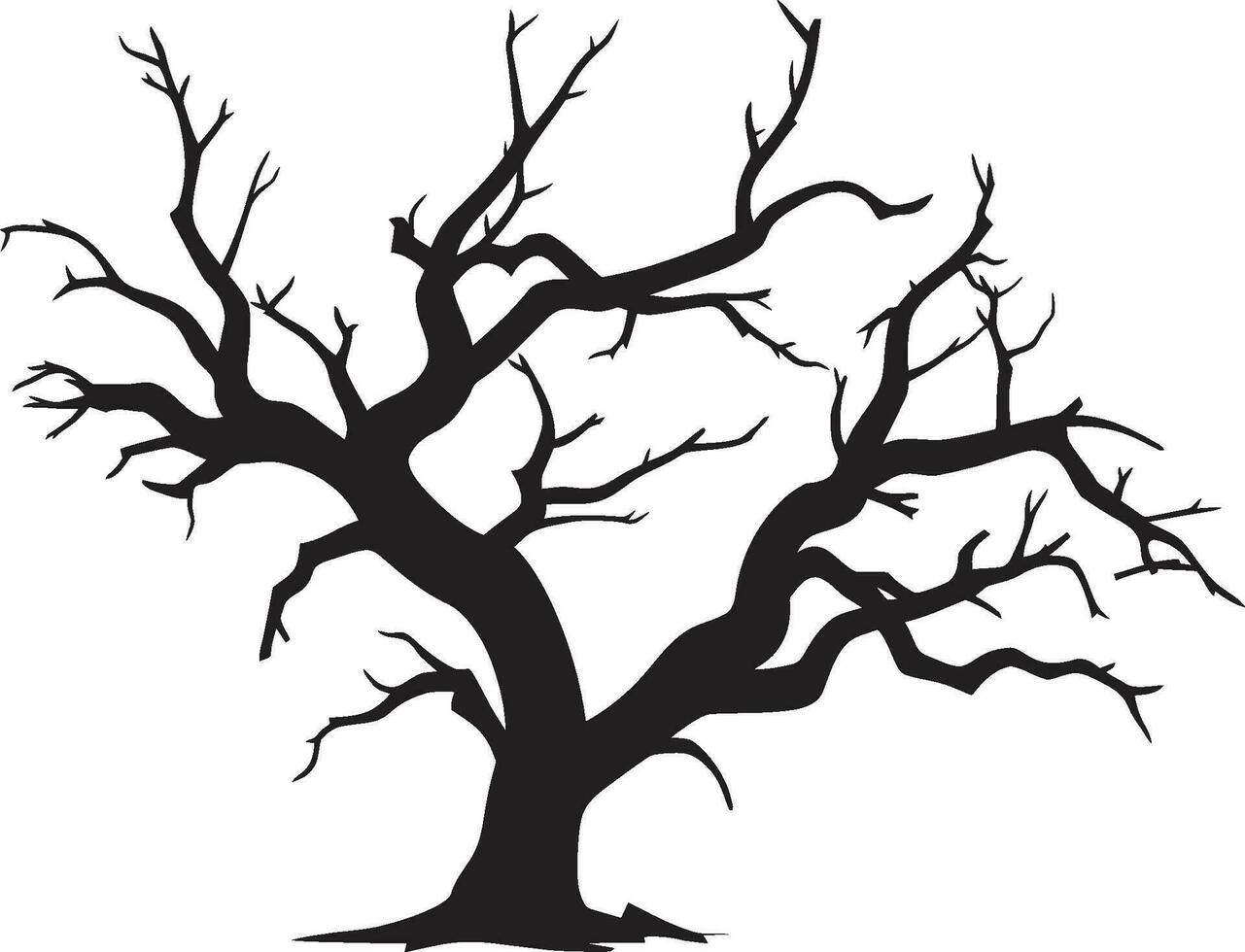 Withered Majesty Depiction of a Lifeless Tree in Monochrome Natures Echo Silent Tribute to a Decaying Tree in Vector