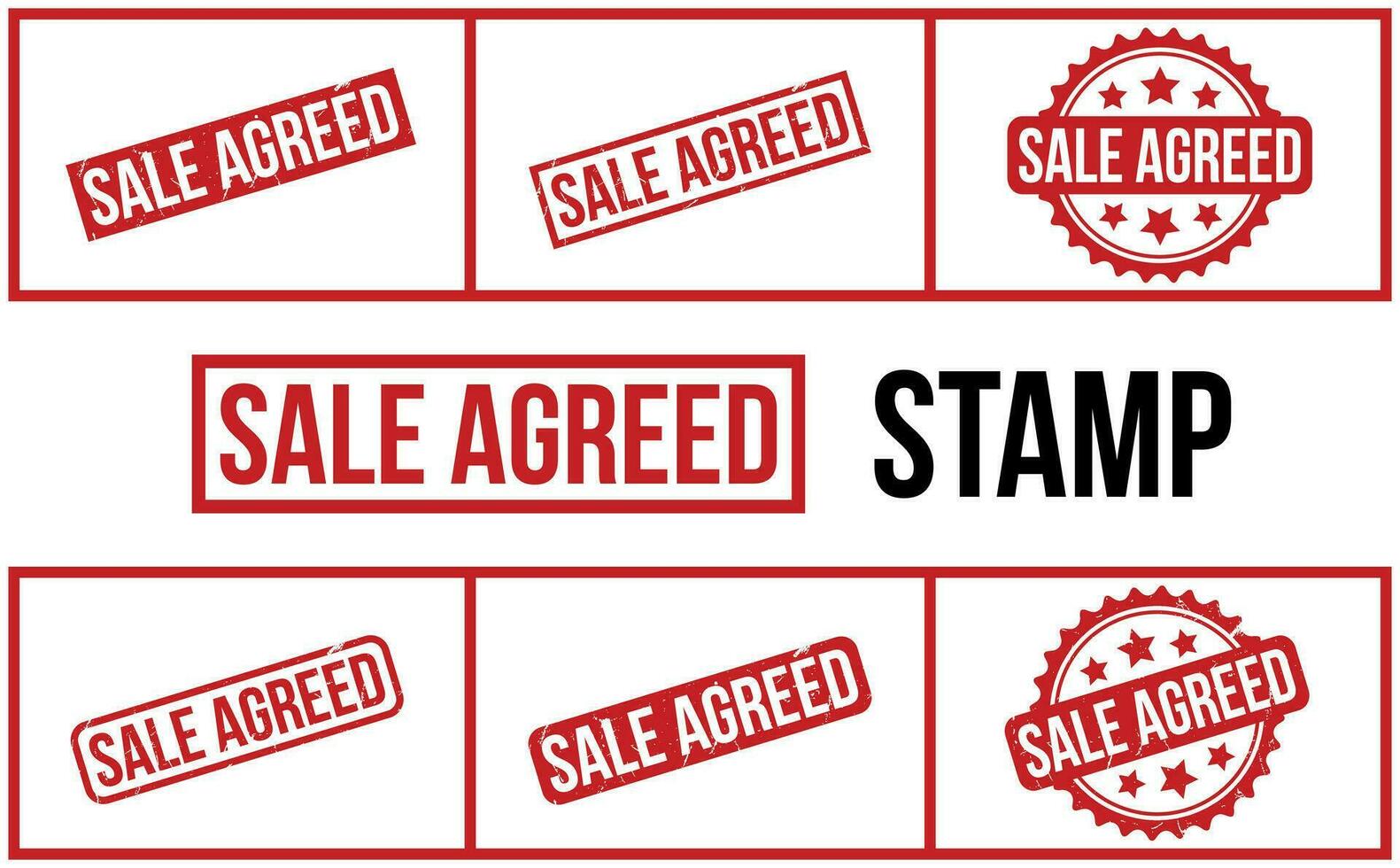 Sale Agreed Rubber Stamp Set Vector