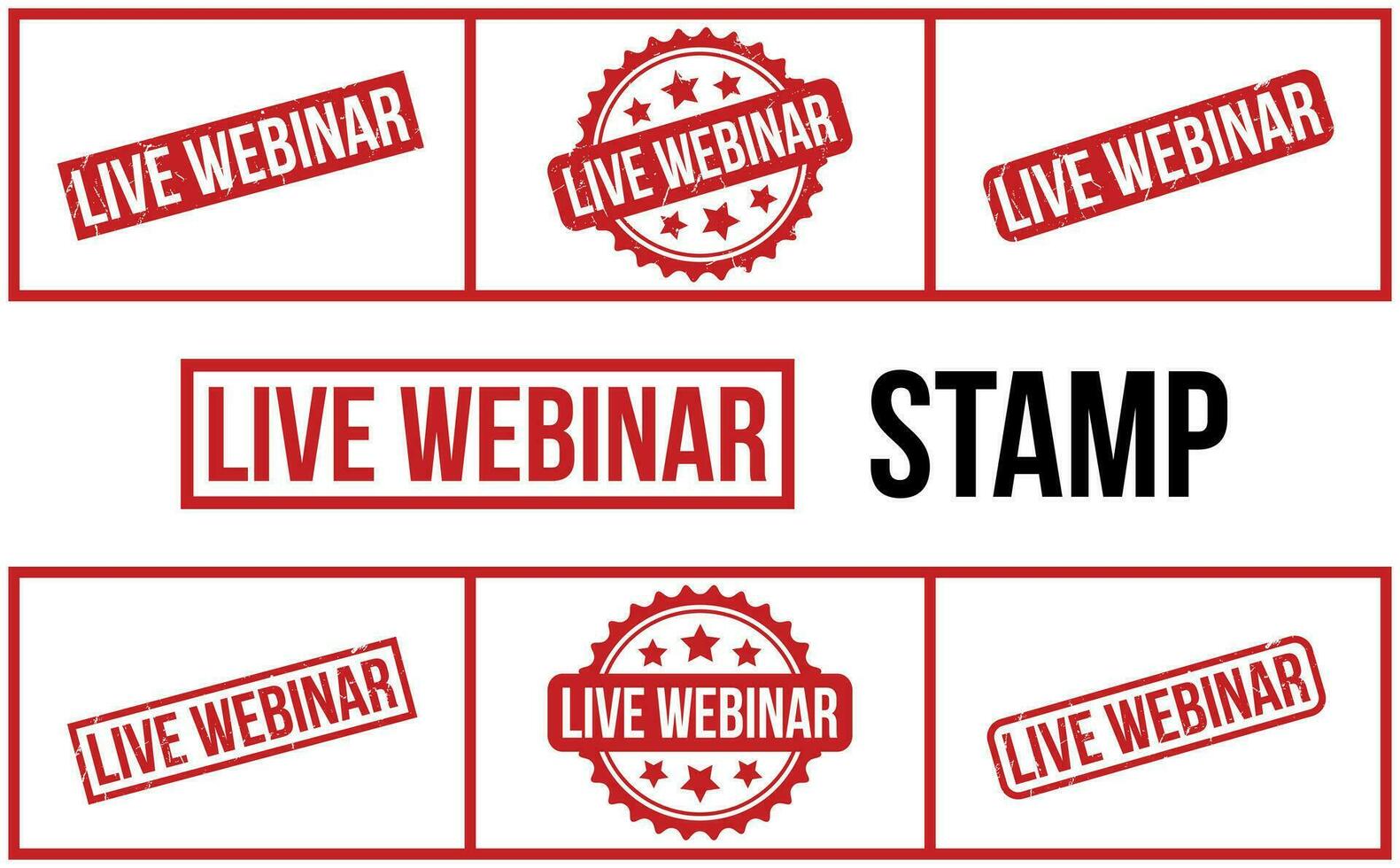 Live Webinar Rubber Stamp Set Vector