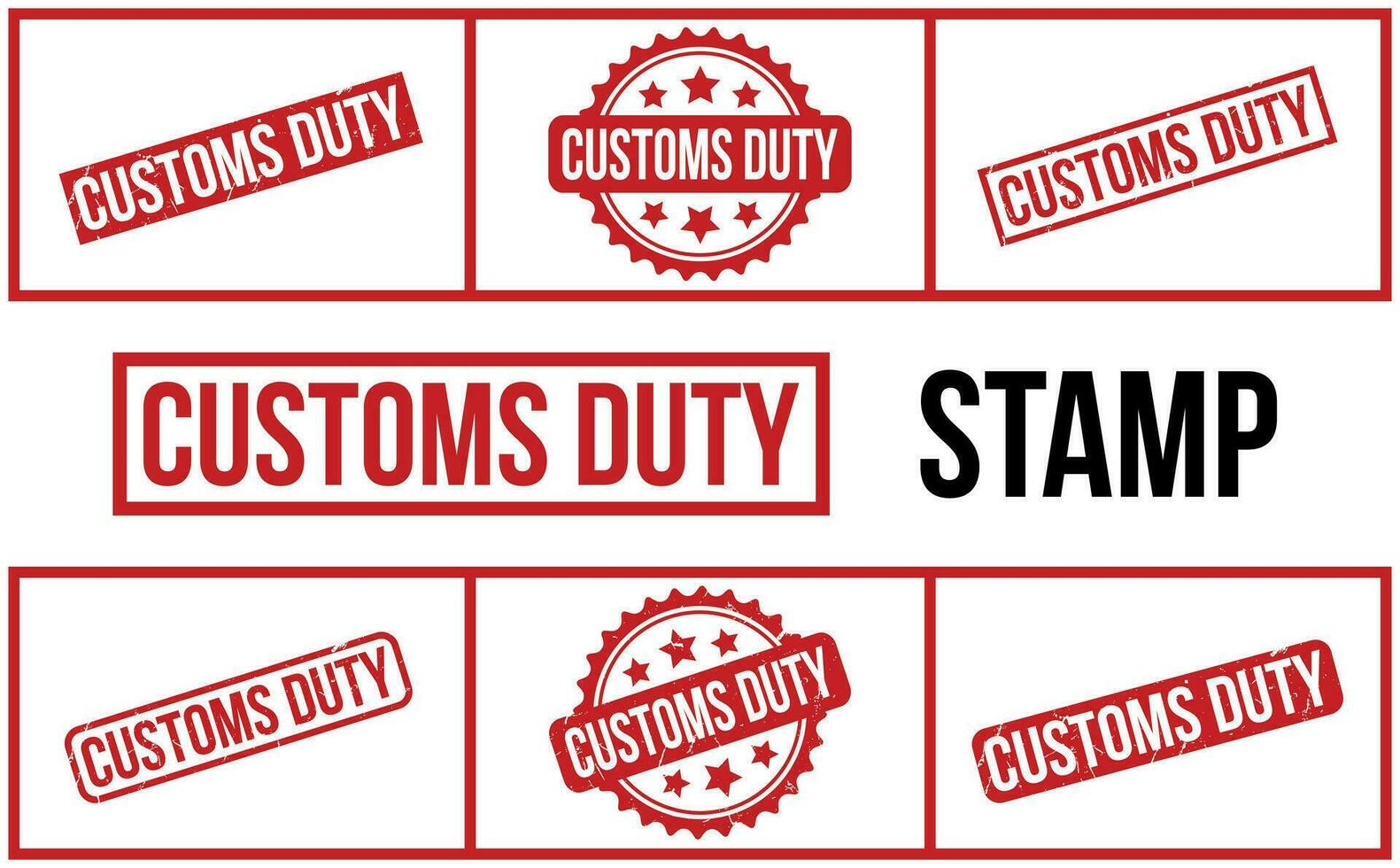 Customs Duty Rubber Stamp Set Vector