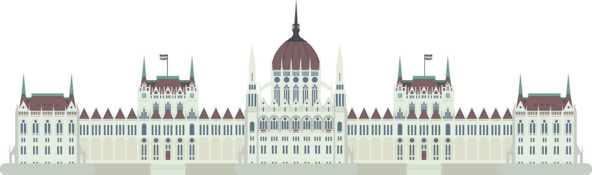 Budapest Parliament, Hungary. Isolated on white background vector illustration.