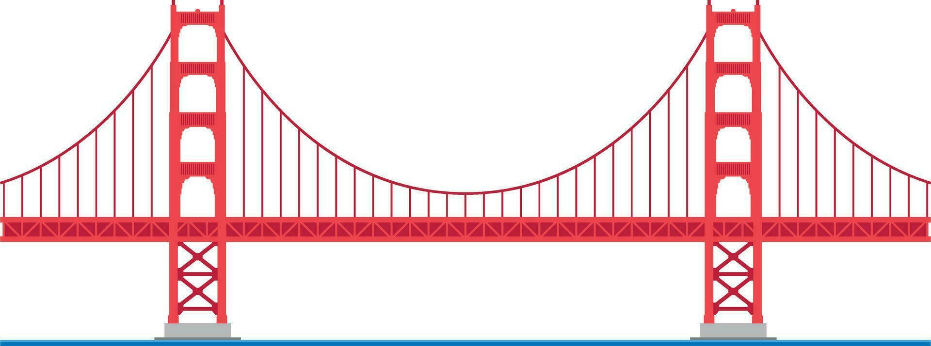 Golden Gate Bridge, San Francisco, USA. Isolated on white background vector illustration.