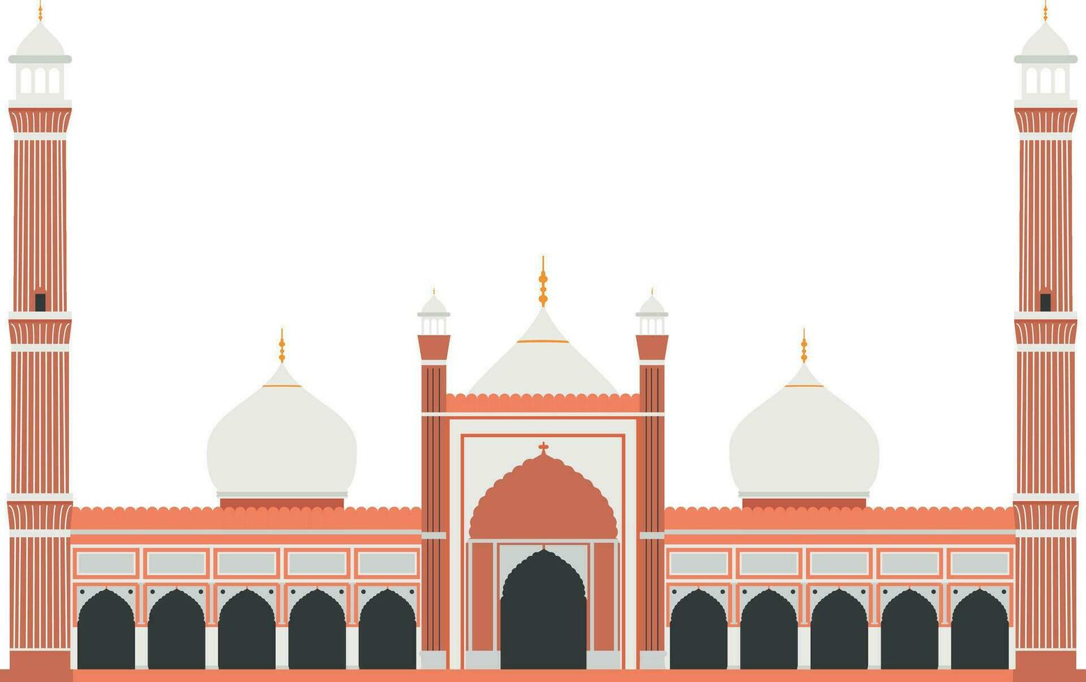 Red Fort, Delhi, India. Isolated on white background vector illustration.