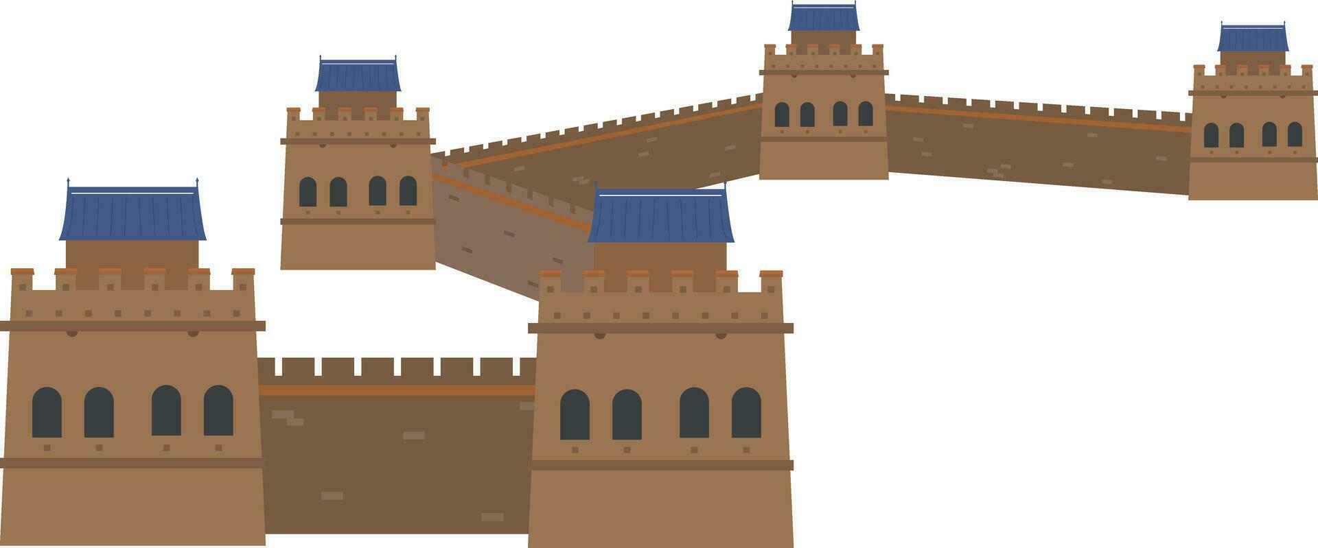 Great Wall, China. Isolated on white background vector illustration.