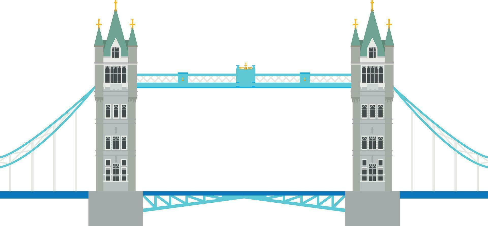 Tower Bridge, London, UK. Isolated on white background vector illustration.