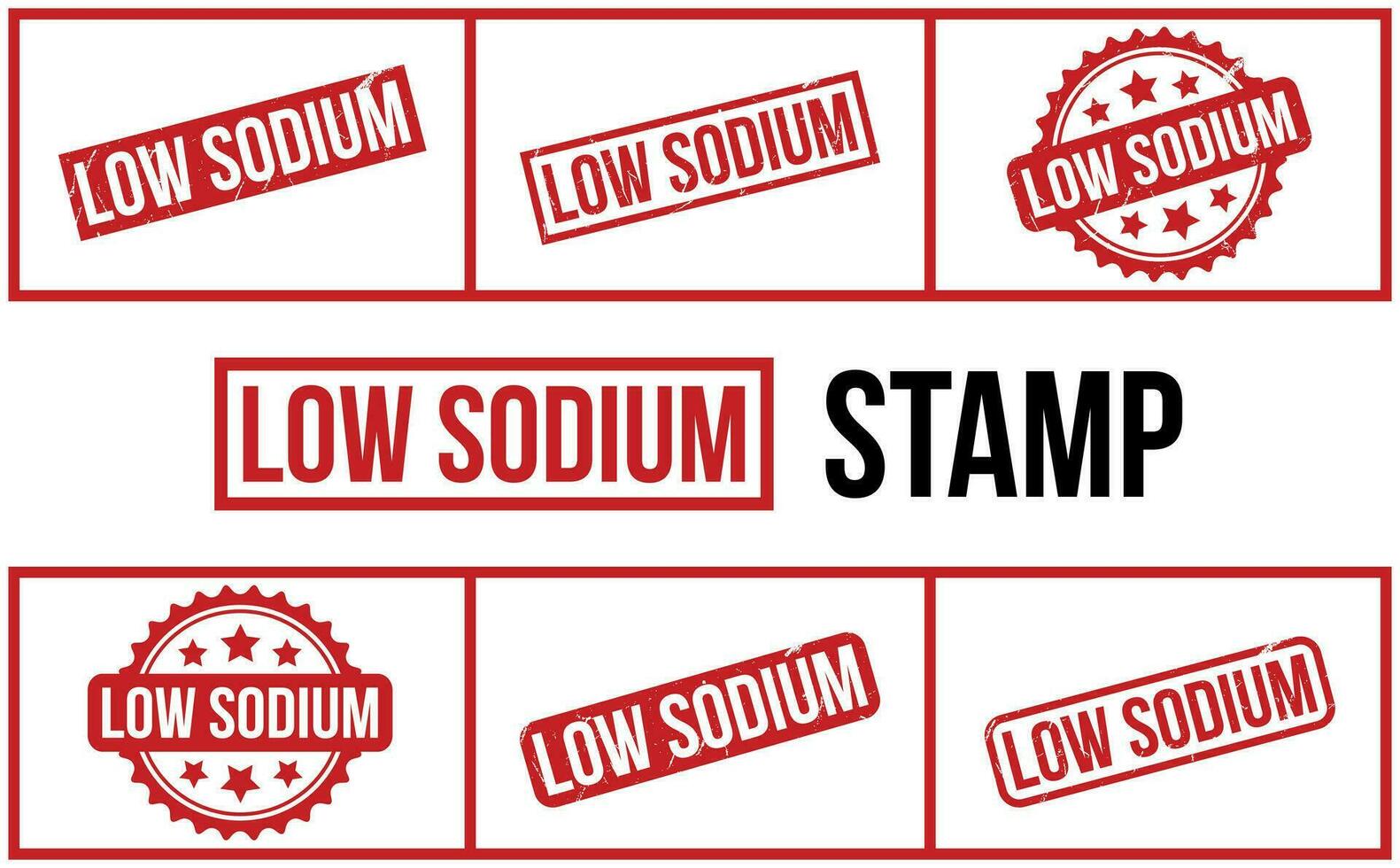 Low Sodium Rubber Stamp Set Vector