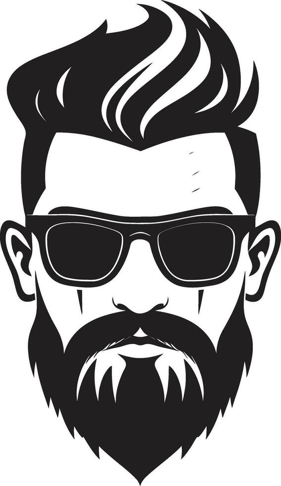Vintage Aesthetic Black Vector Showcase of Whiskered Swagger Coffeehouse Charm Monochrome Vector Art Celebrating Urban Elegance