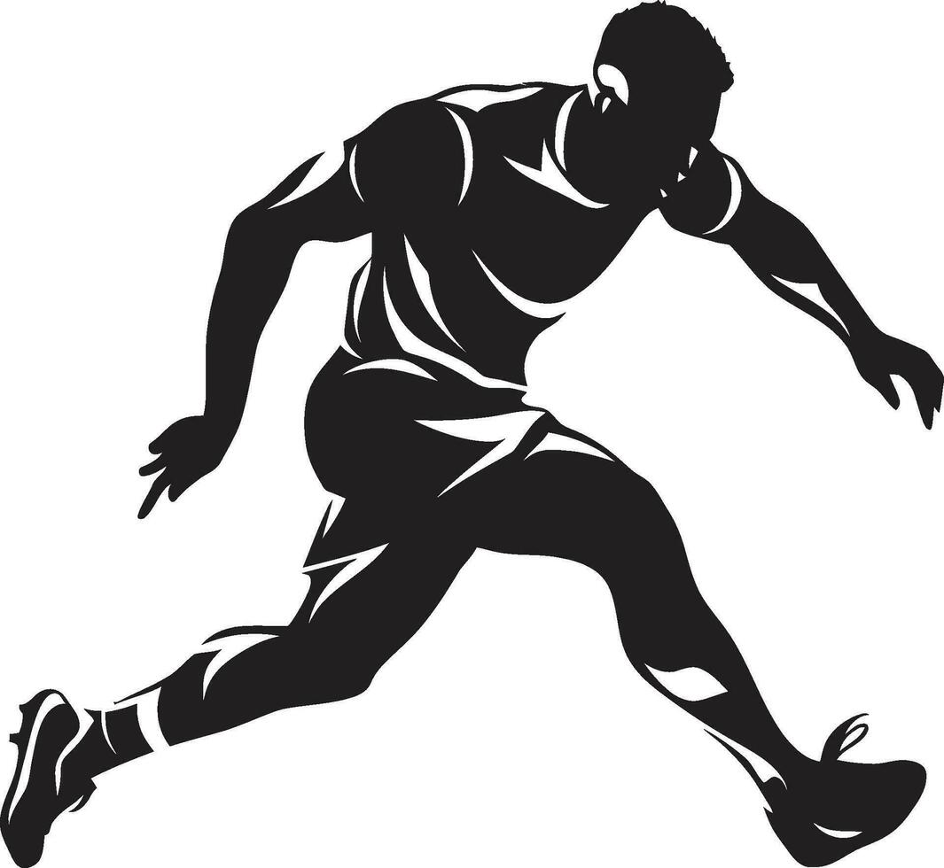 Chasing Victory Black Vector Art Celebrating Athletic Prowess Scoring for Greatness Monochromatic Vector Portrait of the Athlete