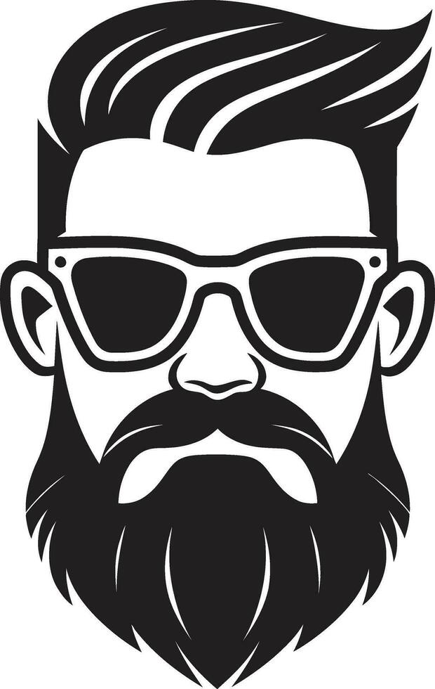 Whisker Worship Black Vector Showcasing Bearded Confidence Indie Intuition Monochromatic Vector Tribute to Hipster Chic