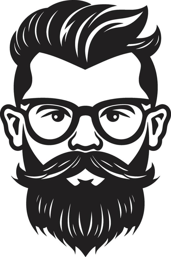 Laid Back Lifestyle Black Vector Depiction of Bearded Vibe Boho Vibes Monochromatic Vector Art Celebrating Hipster Charm