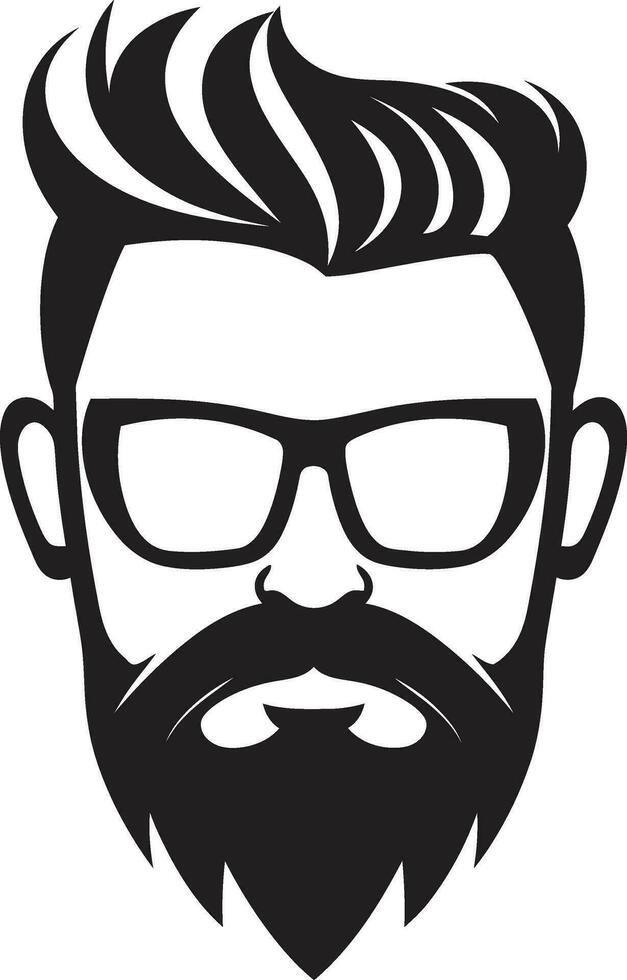 Whiskered Maven Monochrome Vector Depiction of Indie Cool Vintage Vibes Black Vector Art Celebrating Bearded Artistry