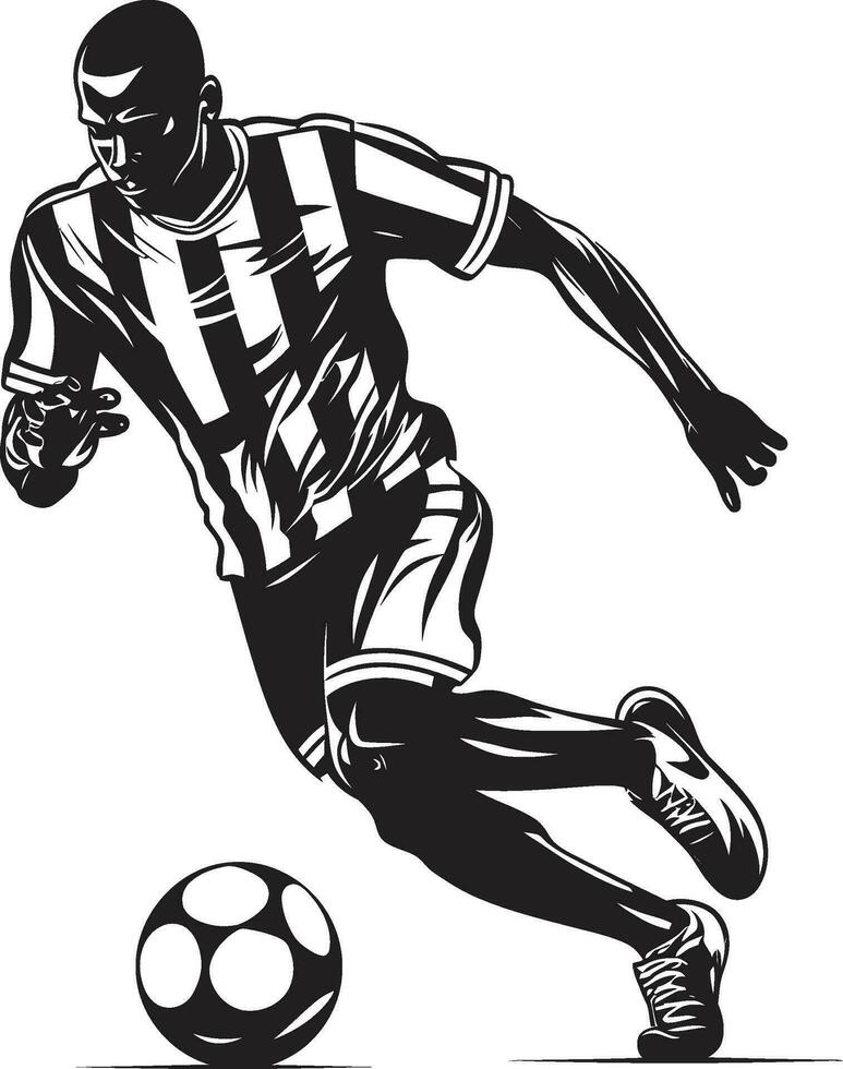 Touchdown Elegance Black Vector Depiction of Athletic Excellence Game Day Glory Monochrome Football Player Artistry in Vector