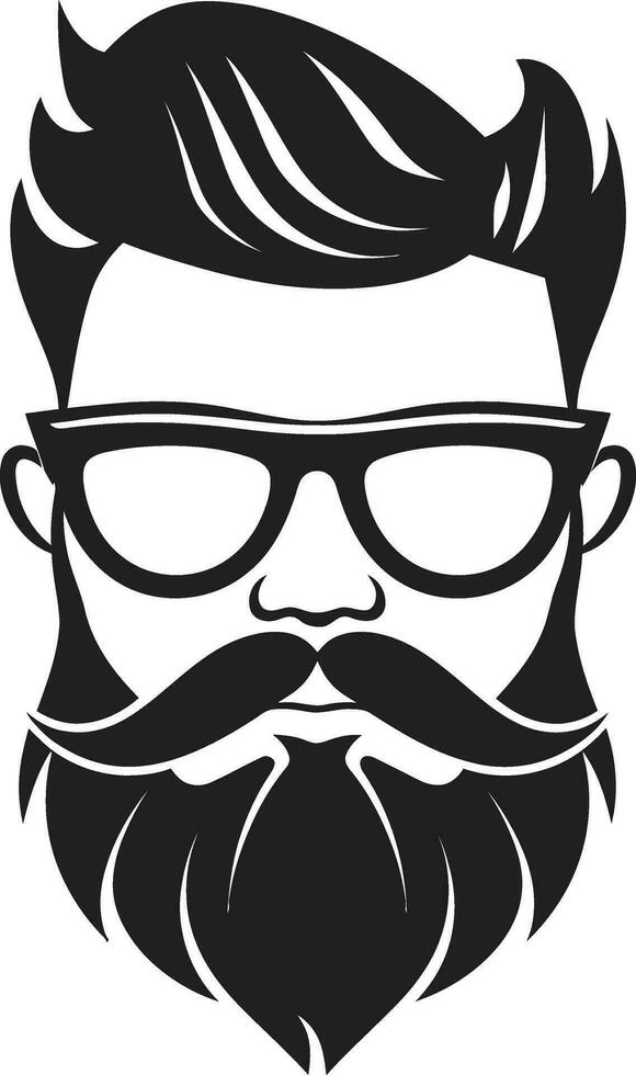 Vintage Vibes Black Vector Art Celebrating Bearded Artistry Boho Chic Monochromatic Vector Portrait of Hipster Elegance
