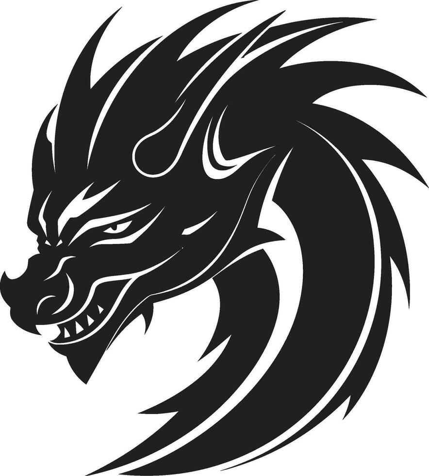 Shadowy Beast Monochromatic Vector of the Dragon Mythical Power Black Dragons Majesty in Vector