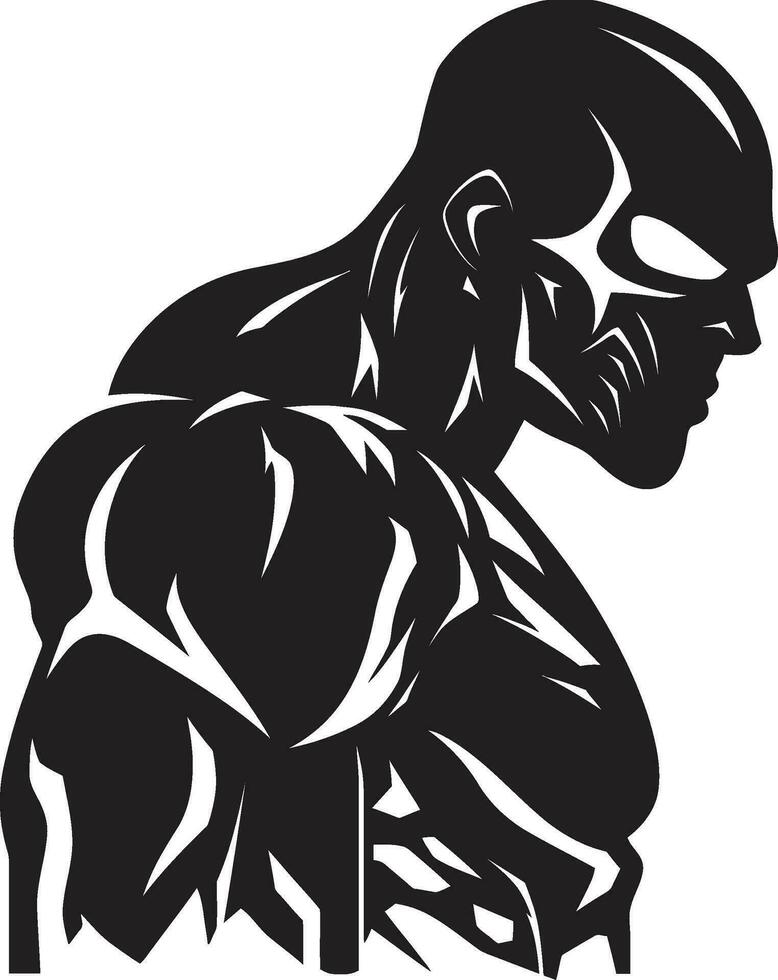 Sculpted Power Monochrome Bodybuilder Vector Strength in Shadows Black Fitness Artistry