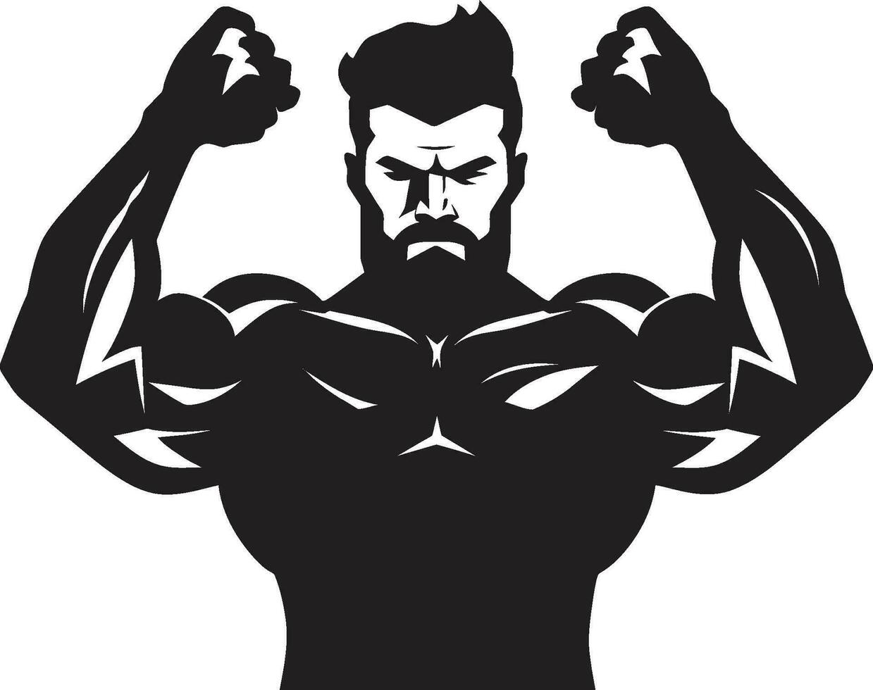 Flexing Glory Black Vector Art of Bodybuilders Triumph Mighty Muscles Monochrome Vector Showcase of Power