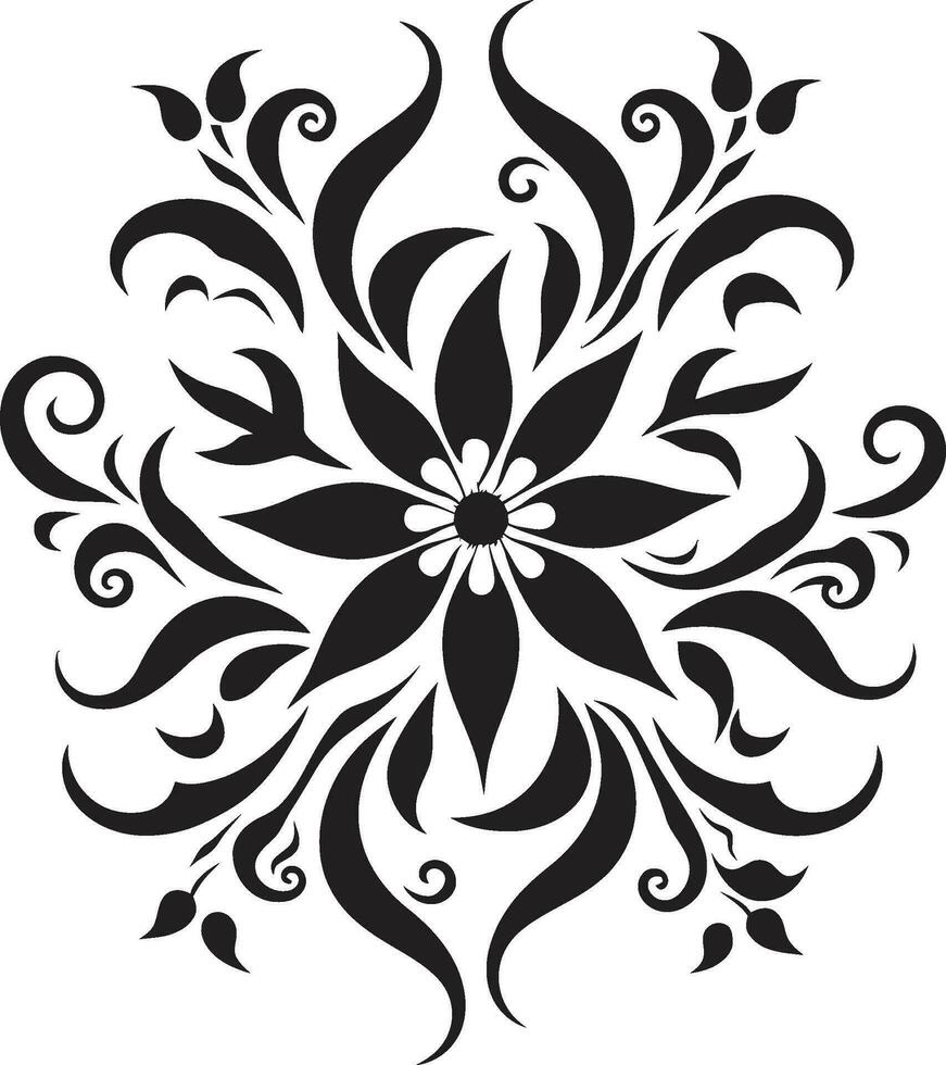 Dark Garden Reverie Whimsical Ebony Flourish vector