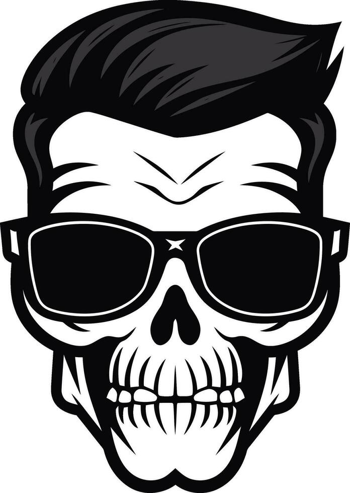 Chic Urban Rebellion Funky Skullhead Excellence in Monochrome Elegance in Darkness A Cool Skullhead Revolution in Black vector