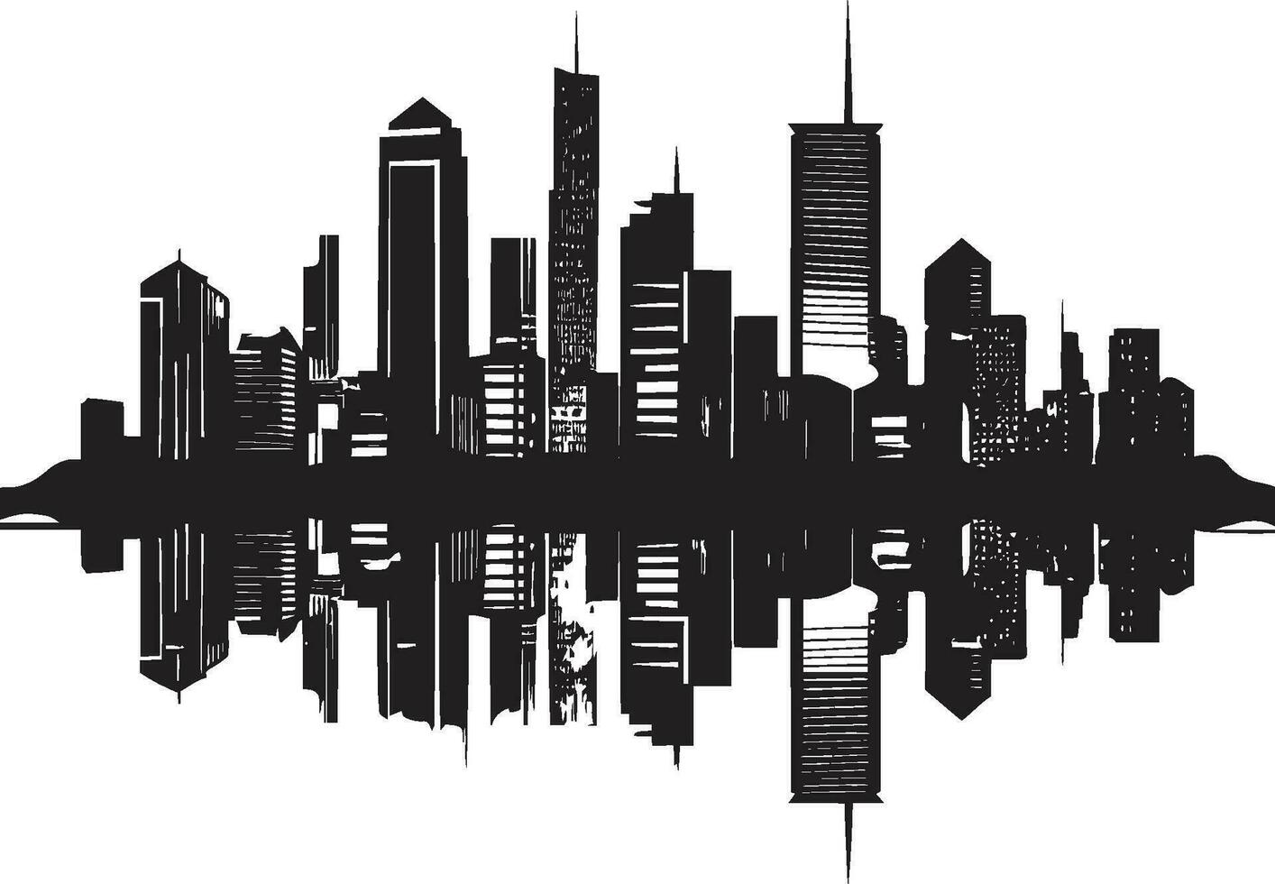 Cityscape in Darkness Black Urban Artistry Monolithic Monochrome Vector Cityscape Majesty