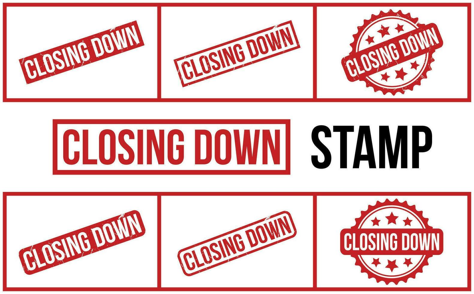 Closing down Rubber Stamp Set Vector