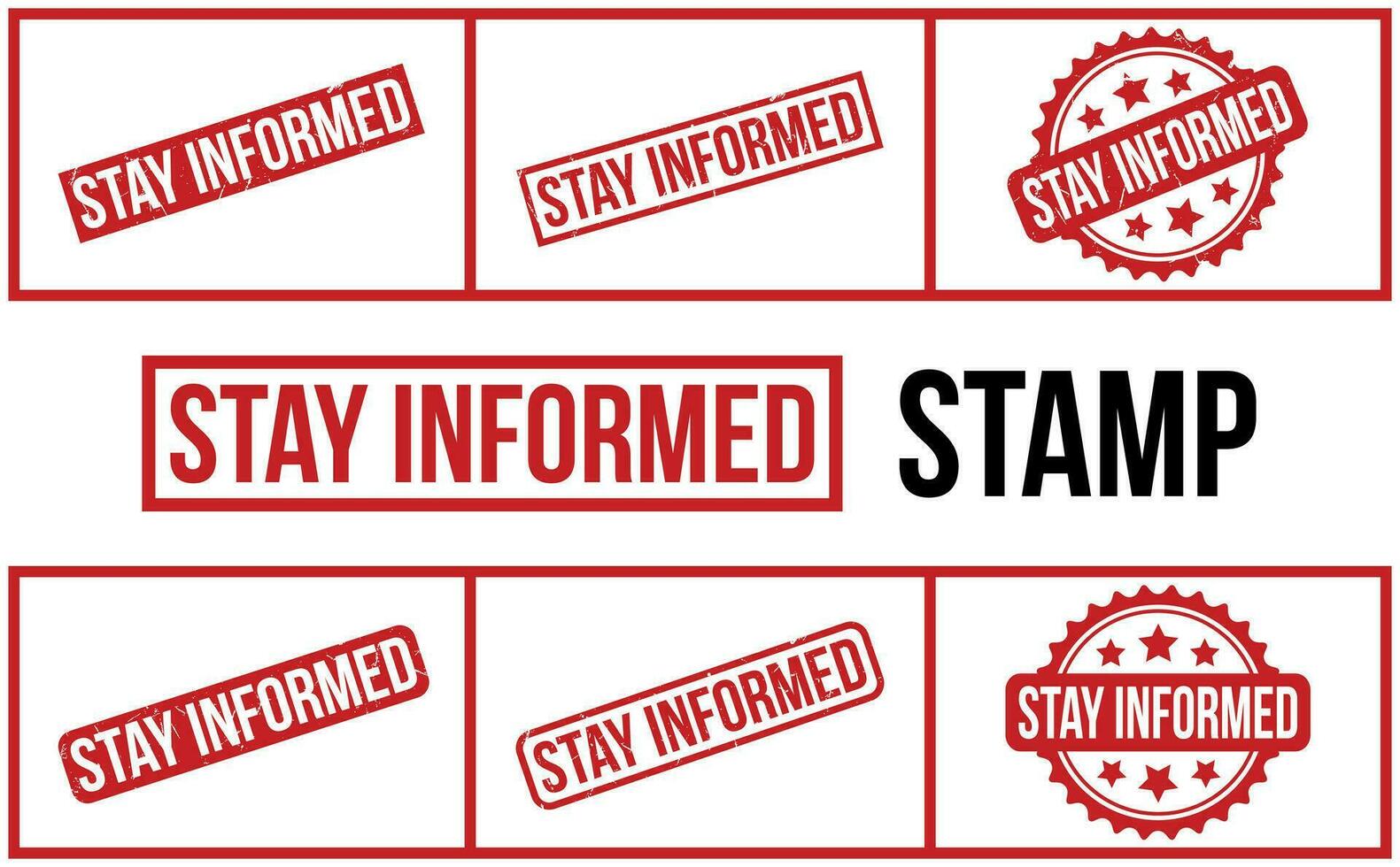 Stay Informed Rubber Stamp Set Vector