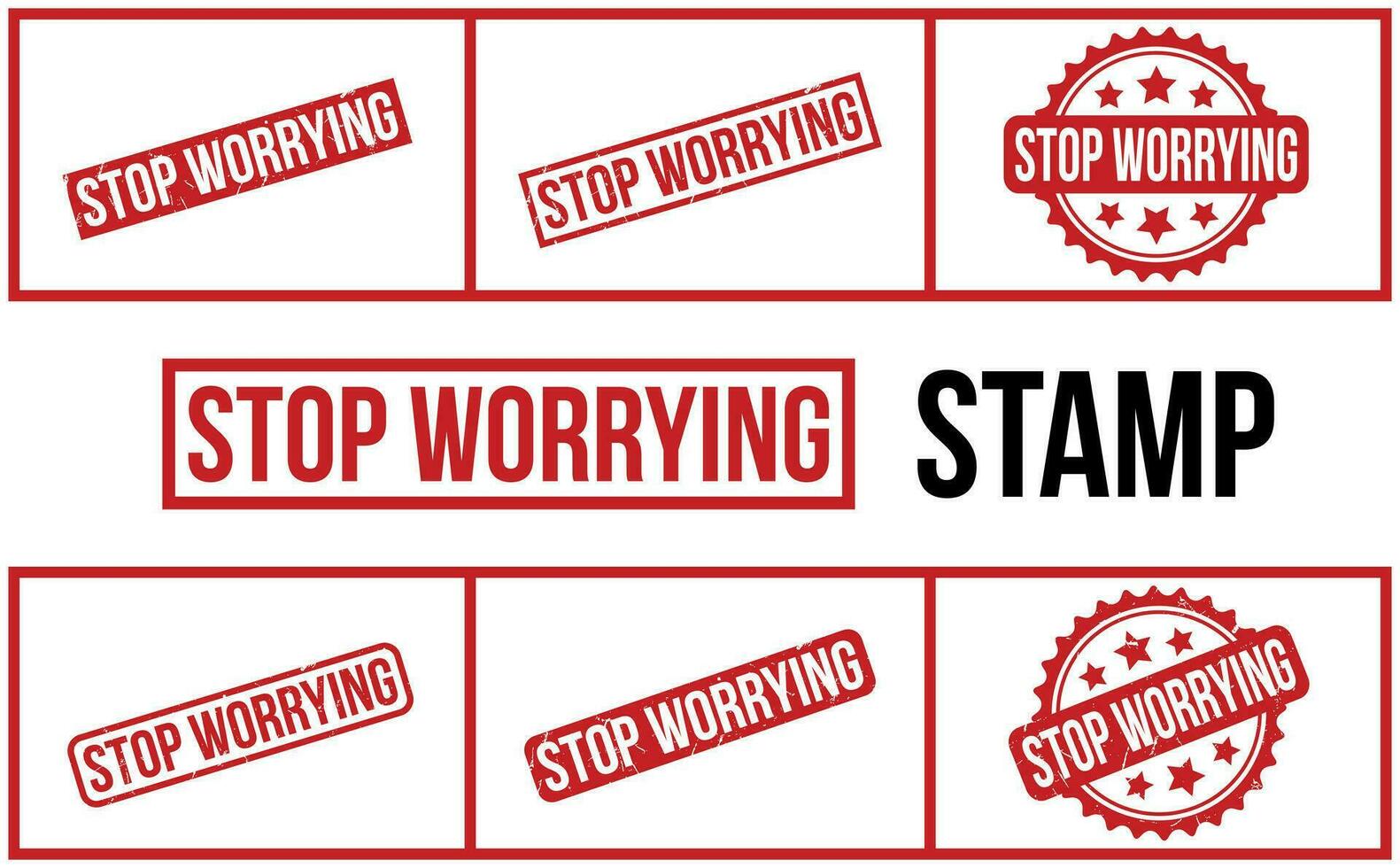 Stop Worrying Rubber Stamp Set Vector