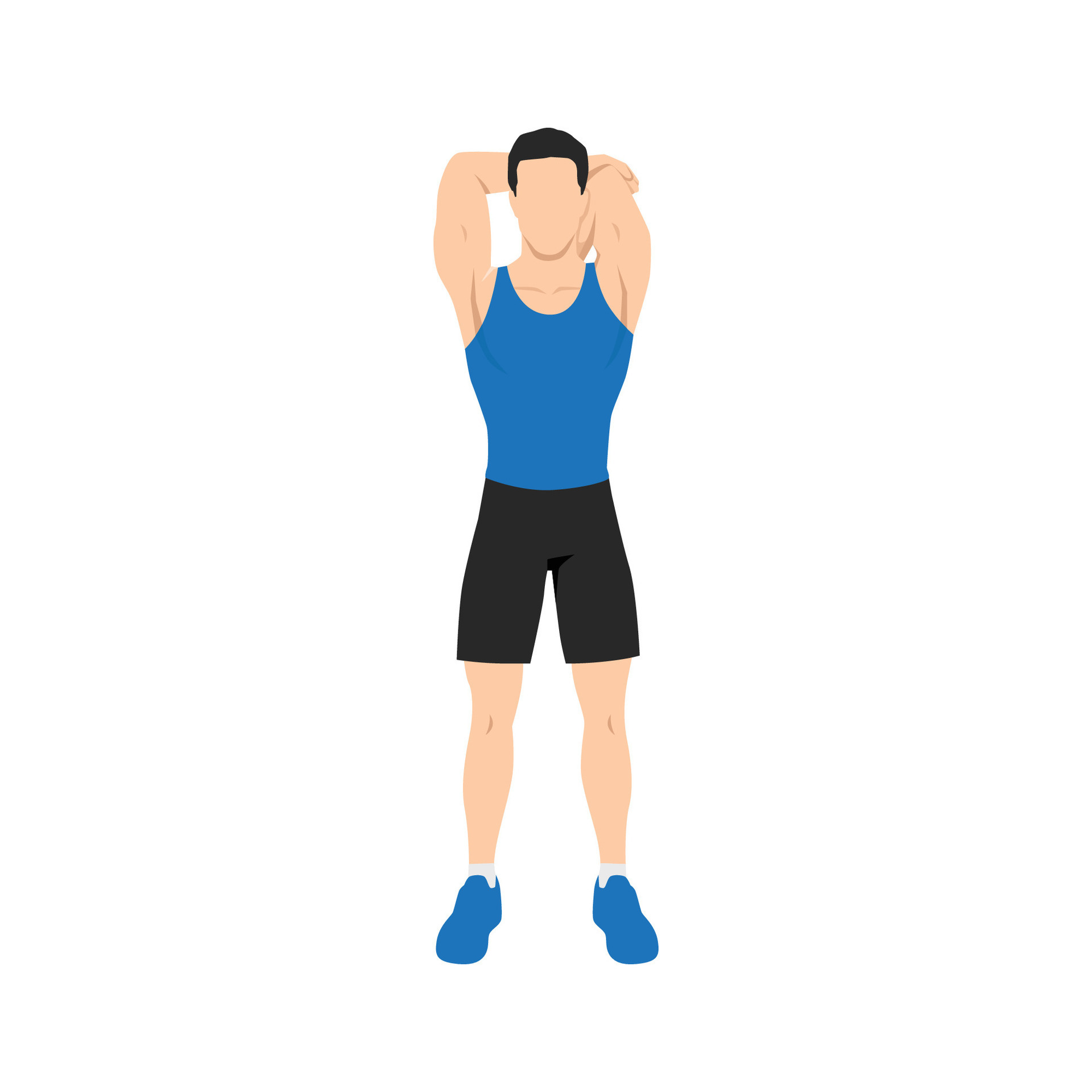 Man doing Overhead triceps stretch exercise. 32979936 Vector Art