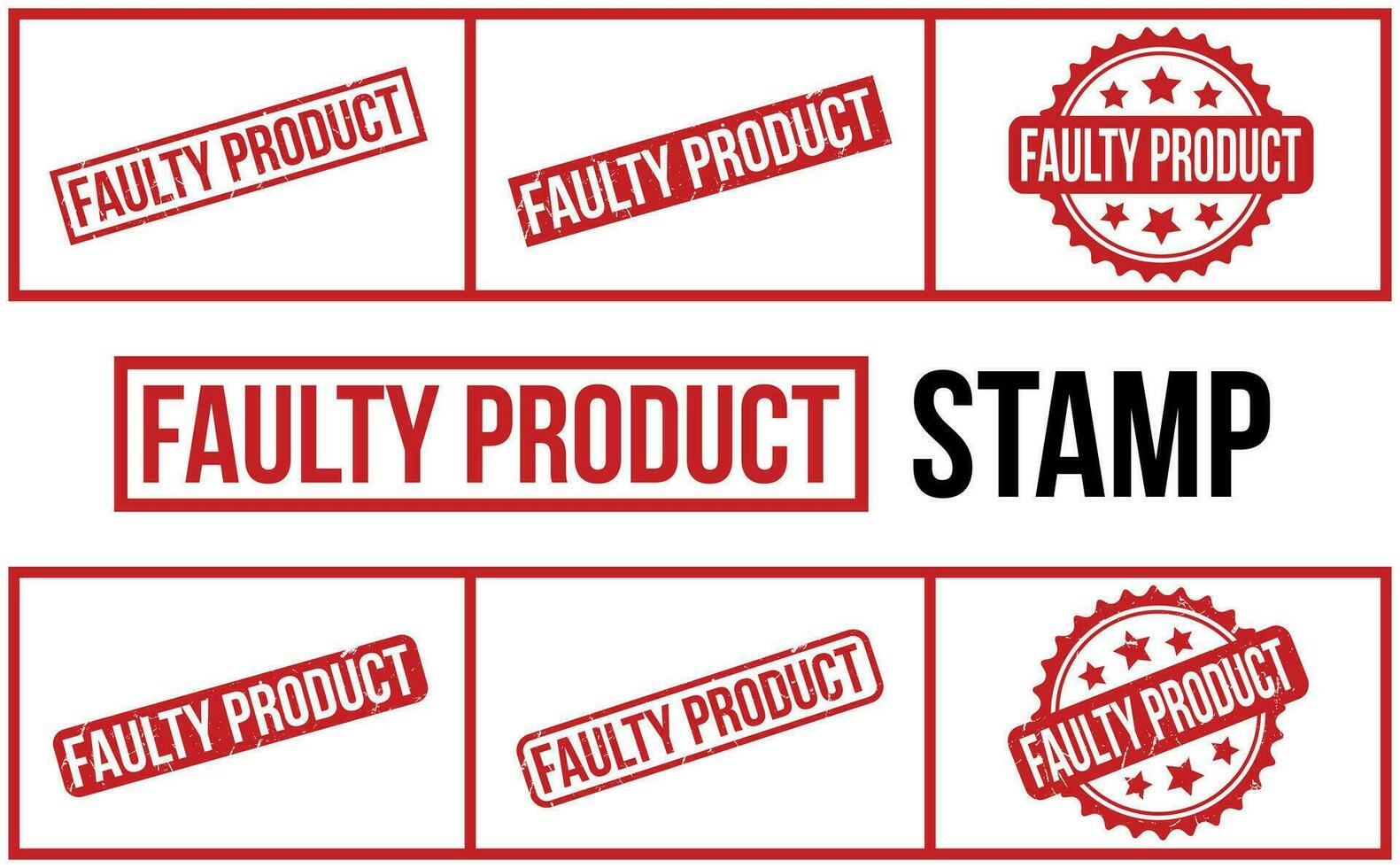 Faulty Product Rubber Stamp Set Vector
