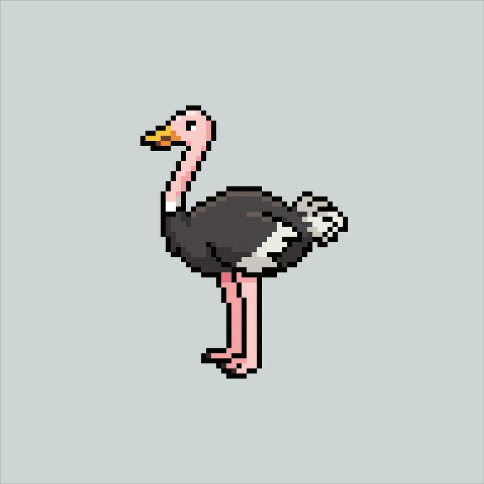 Pixel art illustration Ostrich. Pixelated Ostrich. Ostrich bird pixelated for the pixel art game and icon for website and video game. old school retro. vector