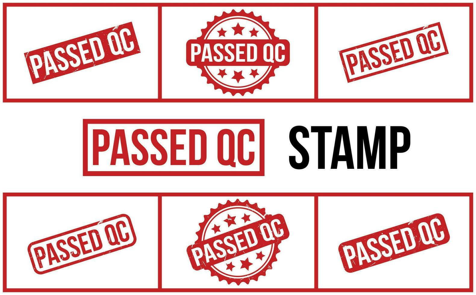 Passed QC Rubber Stamp Set Vector