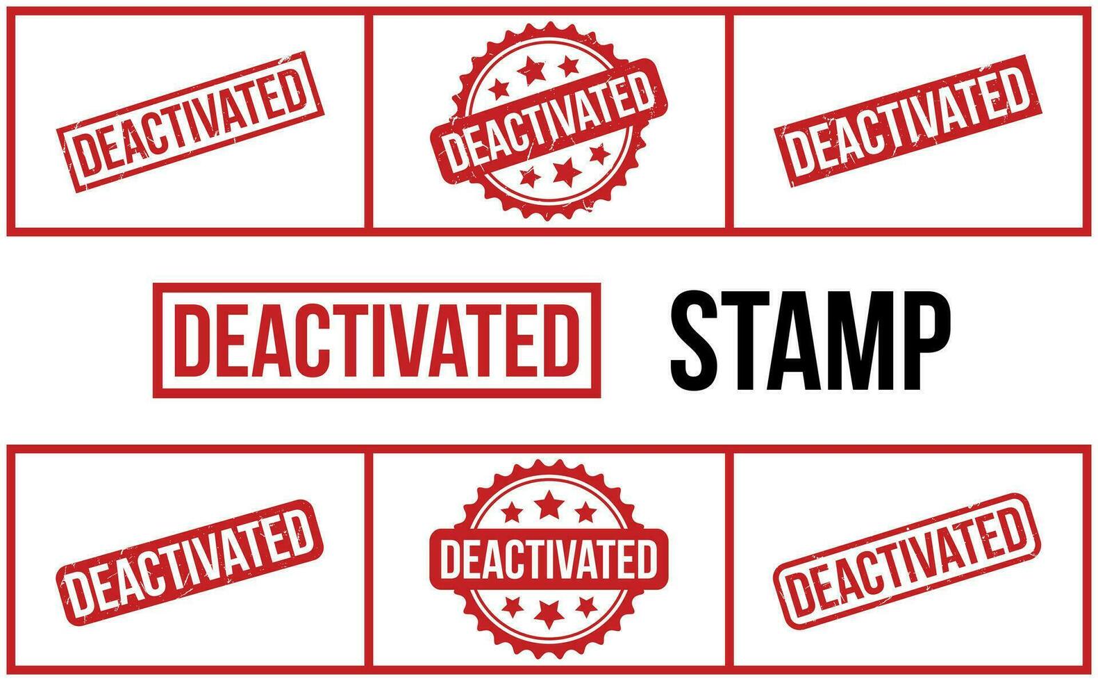 Deactivated Rubber Stamp Set Vector