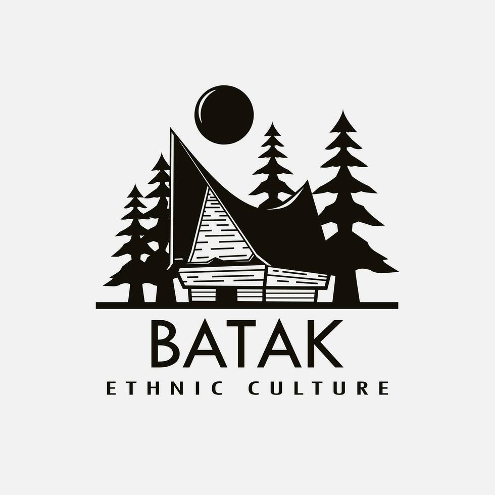 Indonesian batak house building asian house line pop Art colorful design vector