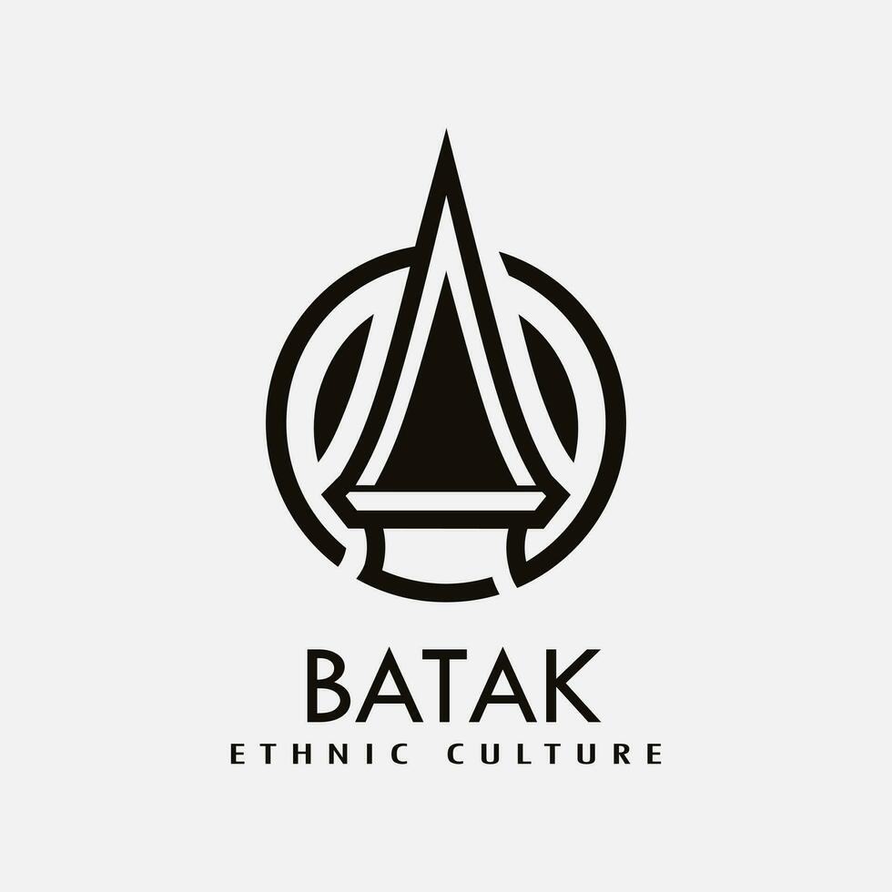 Indonesian batak house building asian house line pop Art colorful design vector