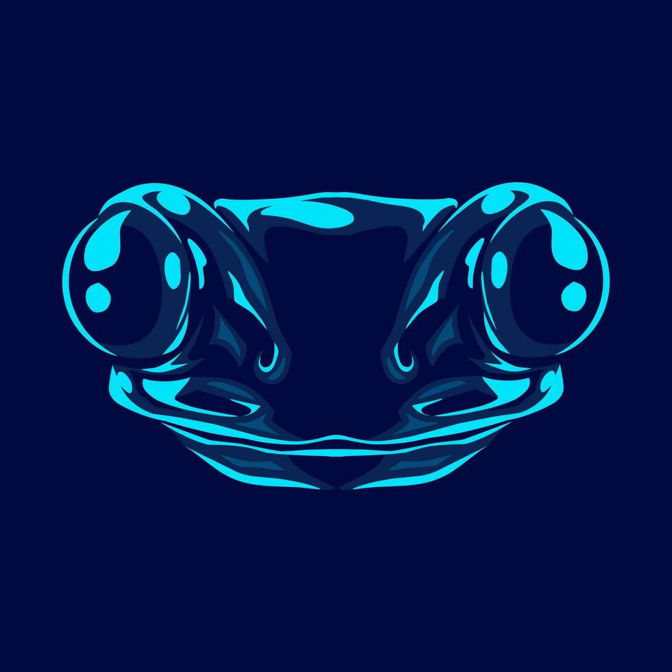 Frog head line pop art potrait logo colorful design with dark background. Abstract vector illustration. Isolated black background for t-shirt, poster, clothing, merch, apparel, badge design