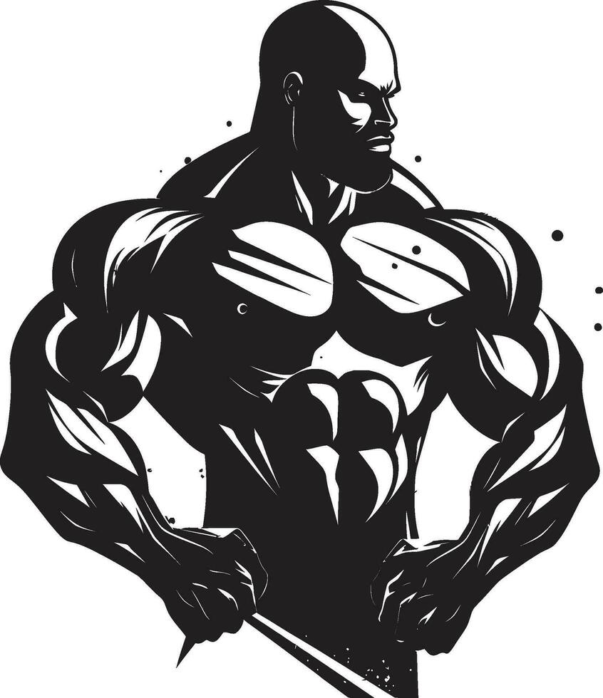 Muscle Noir Monochromatic Vector Fitness Bold Bodybuilder Majesty Black Vector Art