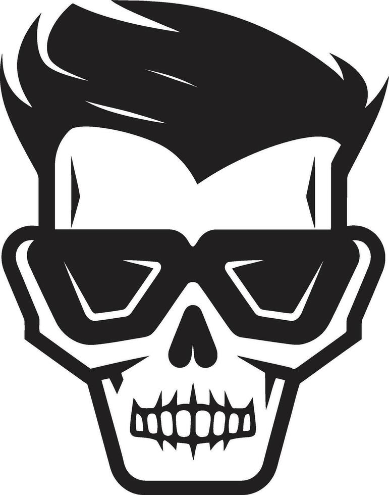 Chic Rebellion Groovy Attitude in Funky Skullhead Elegance and Swagger Monochrome Skullhead Magic vector